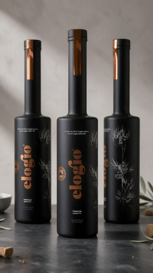 ELOGIO Premium 500 ml · AOVE Picual cosecha temprana 2026-2027 · botella de cuello alto